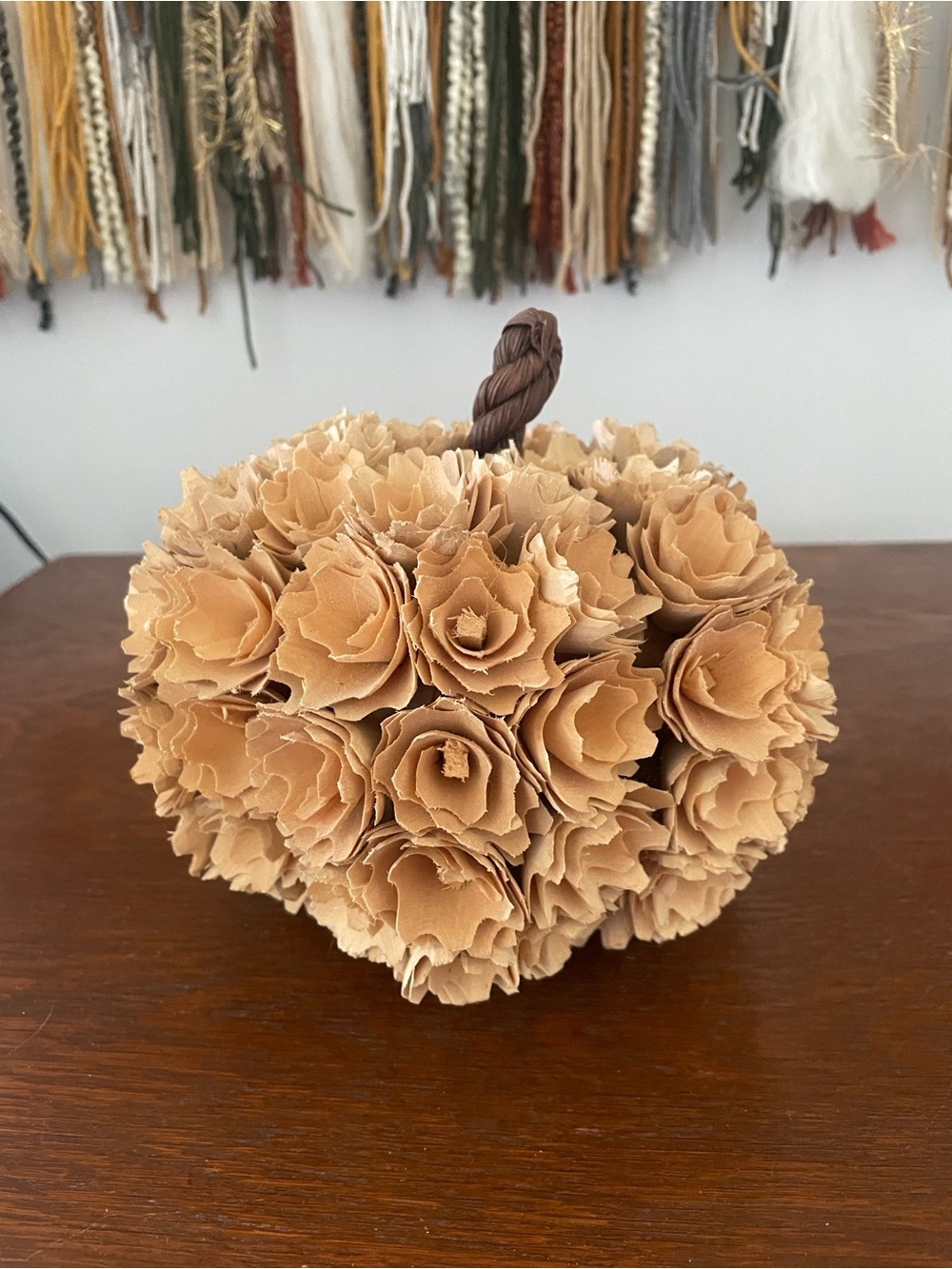 Beige faux Floral Pumpkin Accent - Neutral Home Decor